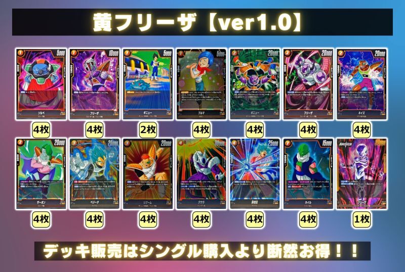 黄フリーザデッキ ぽく 必須パーツ フルパラレルセット 黄フリーザデッキ ぽく 必須パーツ フルパラレルセット